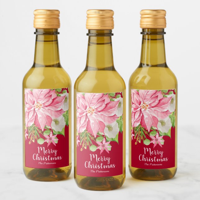 Feliz Navidad Floral Poinsettia Holiday Mini (Botellas)