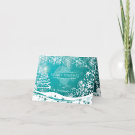 Feliz Navidad Flores de árbol de nieve y estrellas