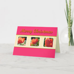 Feliz Navidad flores rojas tarjeta de felicitación