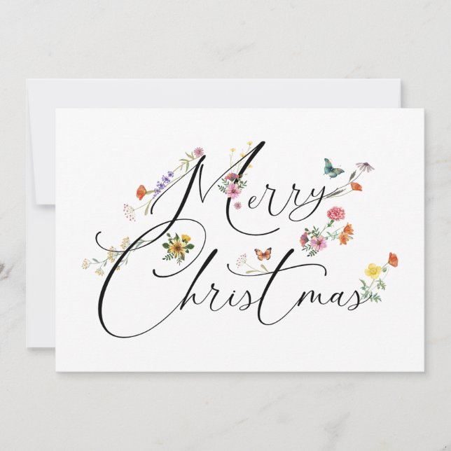 Feliz Navidad Flores salvajes Boho moderno (Anverso)