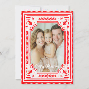 Feliz Navidad Folk Diseño Skandinaviano Rojo
