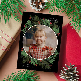 Feliz Navidad Foto Botánica de Greenery Wreath