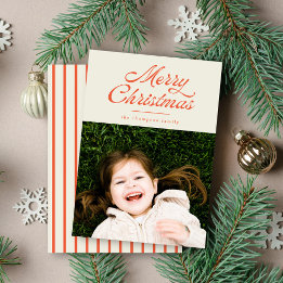 Feliz Navidad Foto con Raya Retro Vintage