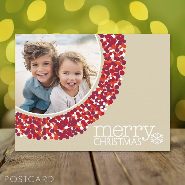 Feliz Navidad - Foto - Corona de Berry (Holiday Photo Postcard)