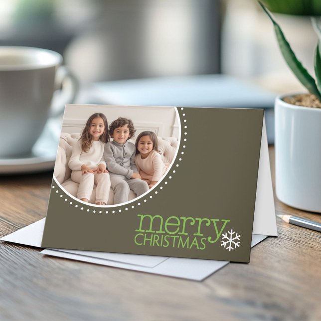 Feliz Navidad - Foto de Círculo moderno (Custom Folded Greeting Card)