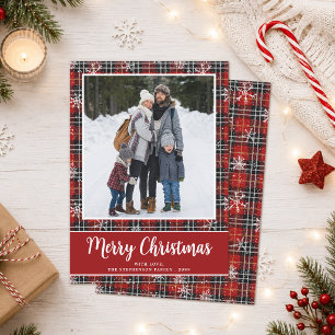 Feliz Navidad Foto de Cuadros Rojos y Negros con C