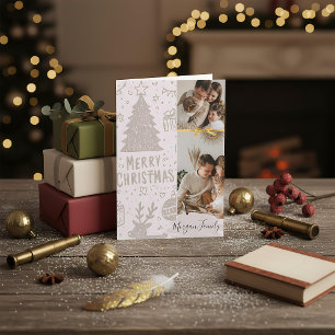 Feliz Navidad  foto de familia rosa con letra eleg