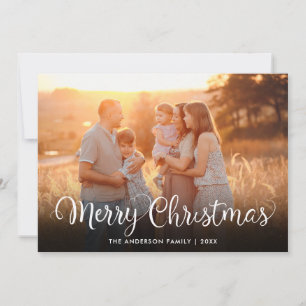 Feliz Navidad Foto Escritura Elegante Copos de Nie