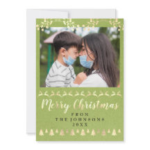 Feliz Navidad Foto Gold Smoky Blue Kraft Moderno