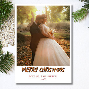Feliz Navidad Foto recién casada Gingerbread Brown