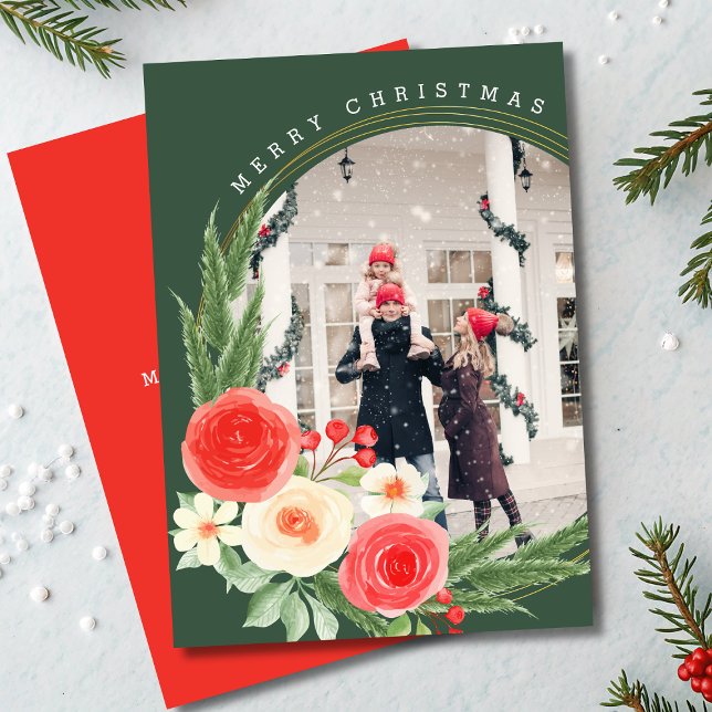 Feliz Navidad Fotos personalizadas Floral de invie (Subido por el creador)