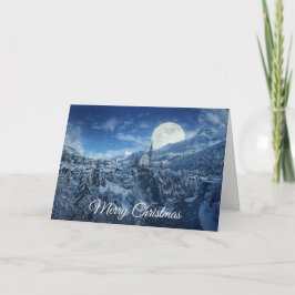 Feliz Navidad Full Moon Snowowley Night Card