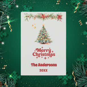 Feliz Navidad garaje de árbol de la guirnalda tarj
