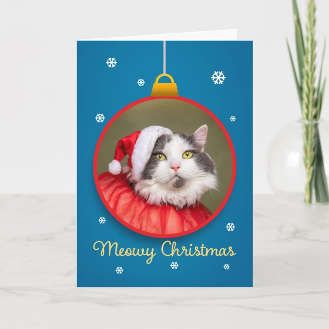 Feliz Navidad Gatito Lindo con Gorro de Santa en A (Anverso)