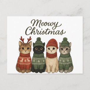 Feliz Navidad Gatitos Lindos Tarjeta de Navidad   
