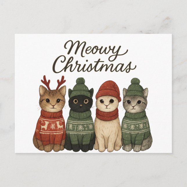 Feliz Navidad Gatitos Lindos Tarjeta de Navidad |  (Anverso)