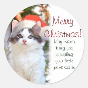 Feliz Navidad Gatitos Pegatinas con verso