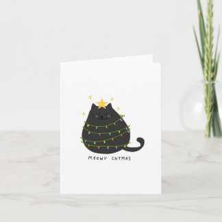 Feliz Navidad gato árbol de Navidad tarjeta de Nav