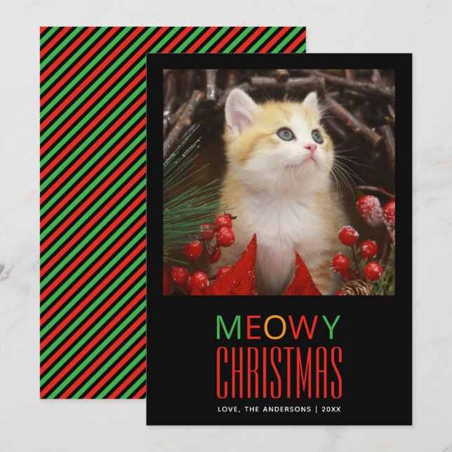 Feliz Navidad Gato Mascota Foto Amantes de los Ani (Anverso / Reverso)