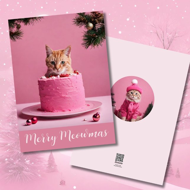 Feliz Navidad gato rosa en pastel lindo ginger kit (Subido por el creador)