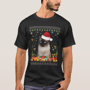 Feliz navidad gato siamés suéter feo Santa Cla