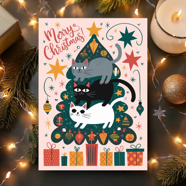 Feliz Navidad Gatos apilados (Subido por el creador)