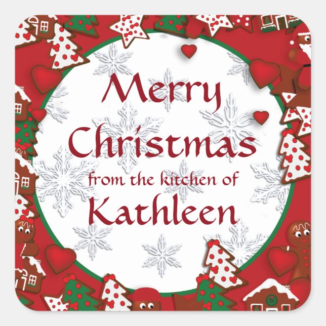 Feliz Navidad Gingerbread Cookie Gift Pegatina (Anverso)