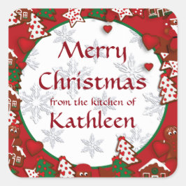 Feliz Navidad Gingerbread Cookie Gift Pegatina