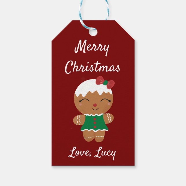 Feliz Navidad Gingerbread Cute Gift Etiqueta (Anverso)