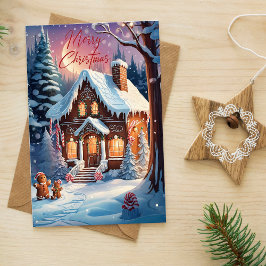 Feliz Navidad Gingerbread House Holiday Card