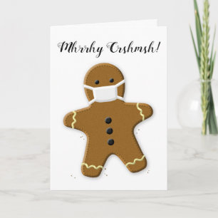 Feliz Navidad Gingerbread Man con máscara facial