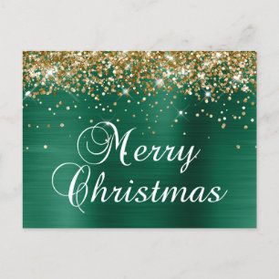 Feliz Navidad Glitter Dorado Foil Verde Cazador