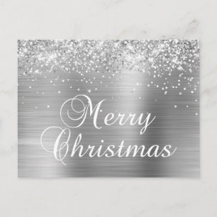 Feliz Navidad Glitter Falso de Plata Hoja