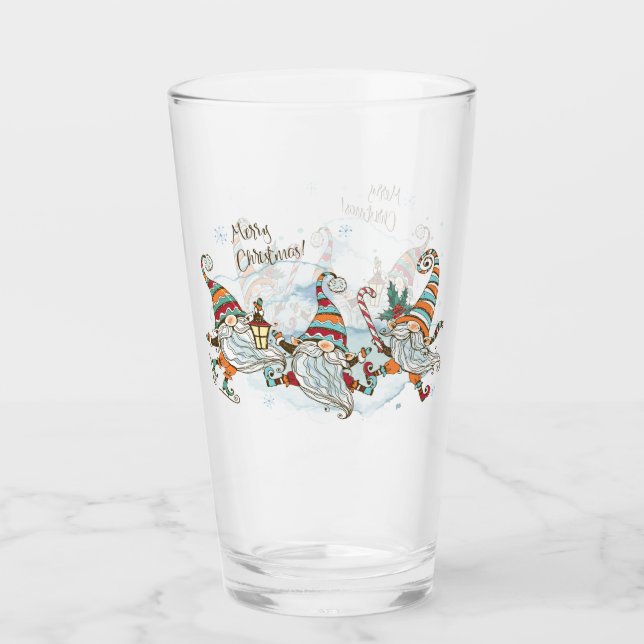Feliz Navidad Gnomes Glass (Anverso)