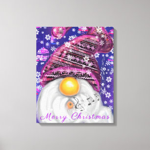 Feliz Navidad Gnomo Con Sombrero Púrpura Impresión