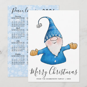 Feliz Navidad Gnomo Lindo en Azul Calendario 2026