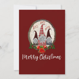 Feliz Navidad Gnomos Rojo Rústico, Tarjeta de Moda