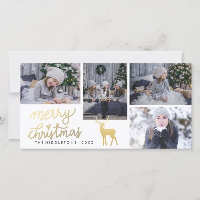 Feliz Navidad Gold | Antler | Vacaciones de script (Anverso)