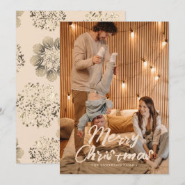 Feliz Navidad Golden Ornamental Foto de la familia