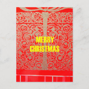 Feliz Navidad Golden Red Snow Hearts