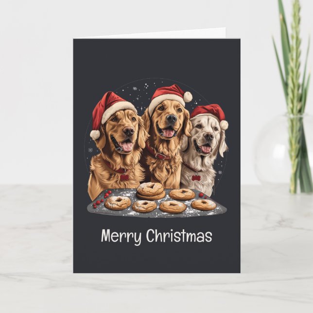 Feliz Navidad Golden Retriever Dogs Baking (Anverso)