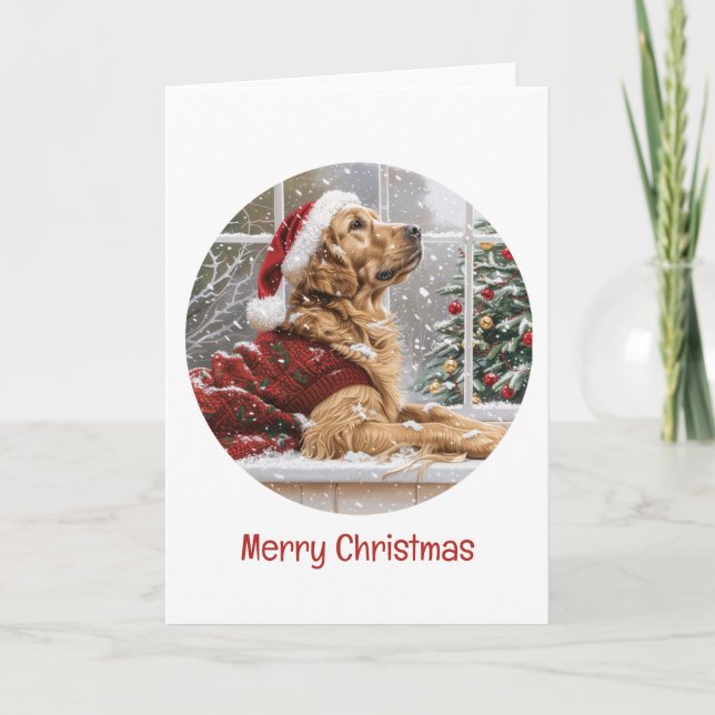 Feliz Navidad Golden Retriever Santa Dog (Anverso)