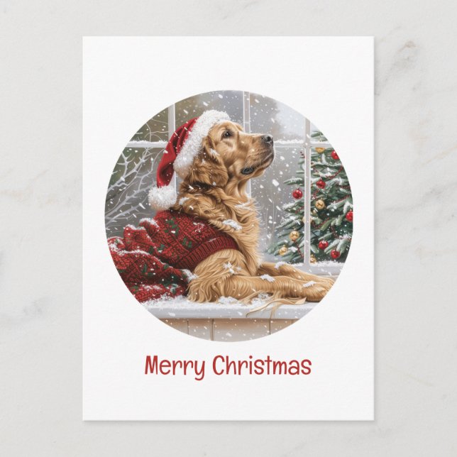 Feliz Navidad Golden Retriever Santa Dog (Anverso)