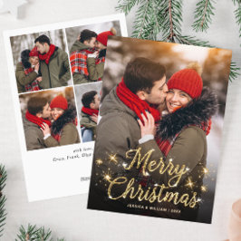 Feliz Navidad Golden Sparkle 5 Fotos Saludo