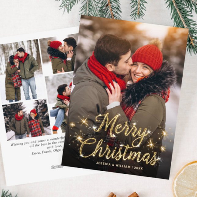 Feliz Navidad Golden Sparkle 5 Fotos Saludo (Subido por el creador)