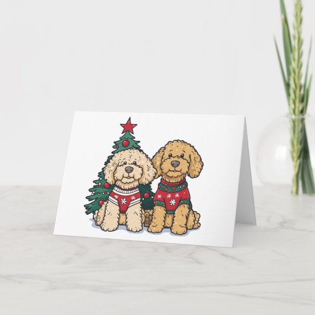 Feliz Navidad Goldendoodle Dogs (Anverso)