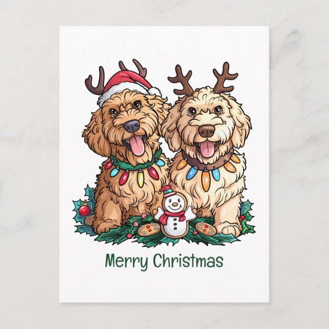 Feliz Navidad Goldendoodle Dogs (Anverso)