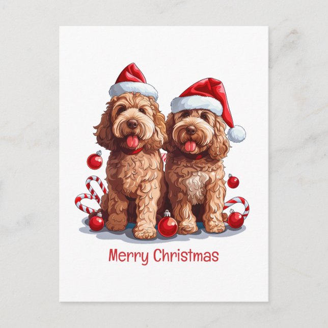 Feliz Navidad Goldendoodle Dogs (Anverso)