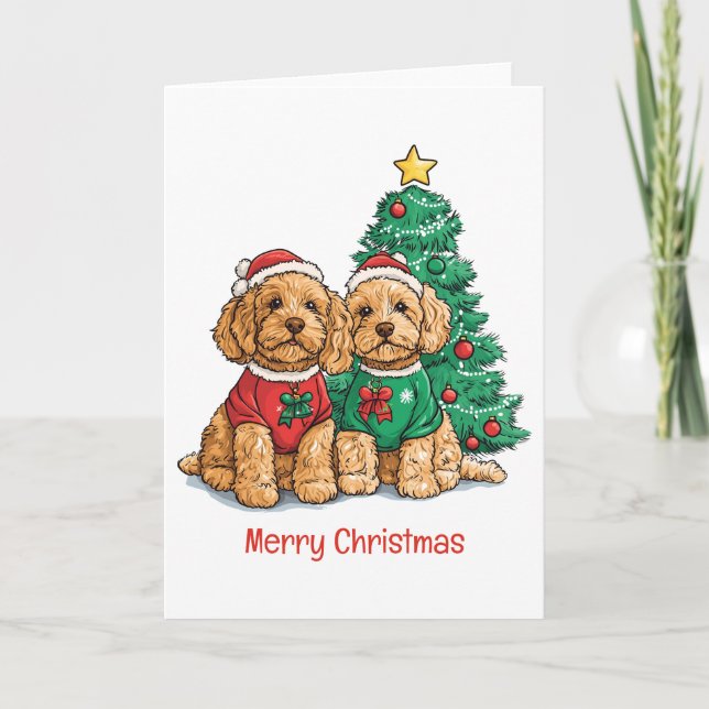 Feliz Navidad Goldendoodle Dogs (Anverso)