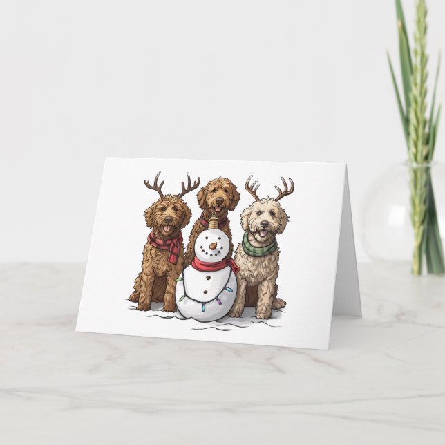 Feliz Navidad Goldendoodle Dogs (Anverso)